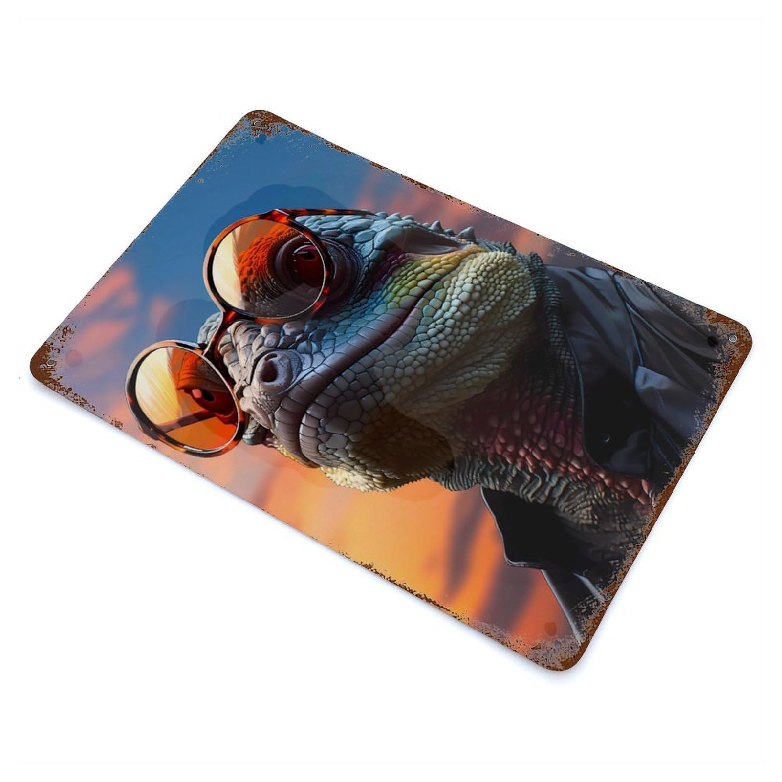 Chameleon Sunglasses Decorative Tin Sign 11.8"x7.9", for Bistro, Counter And Cafe Decor, Classic Wall Plaque