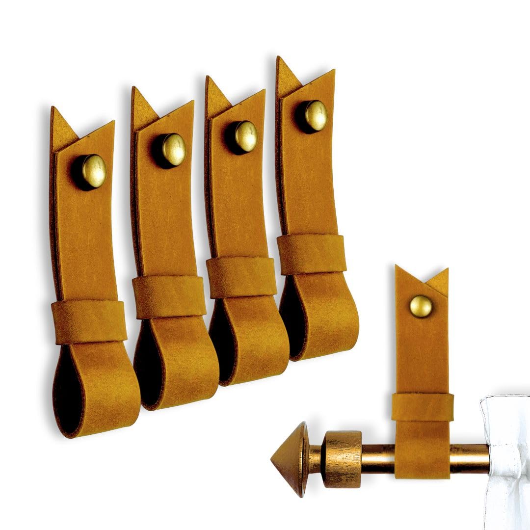 Leather Curtain Rod Brackets - Minimalist Design -14 Leather Curtain Rod Brackets - Minimalist Design -14