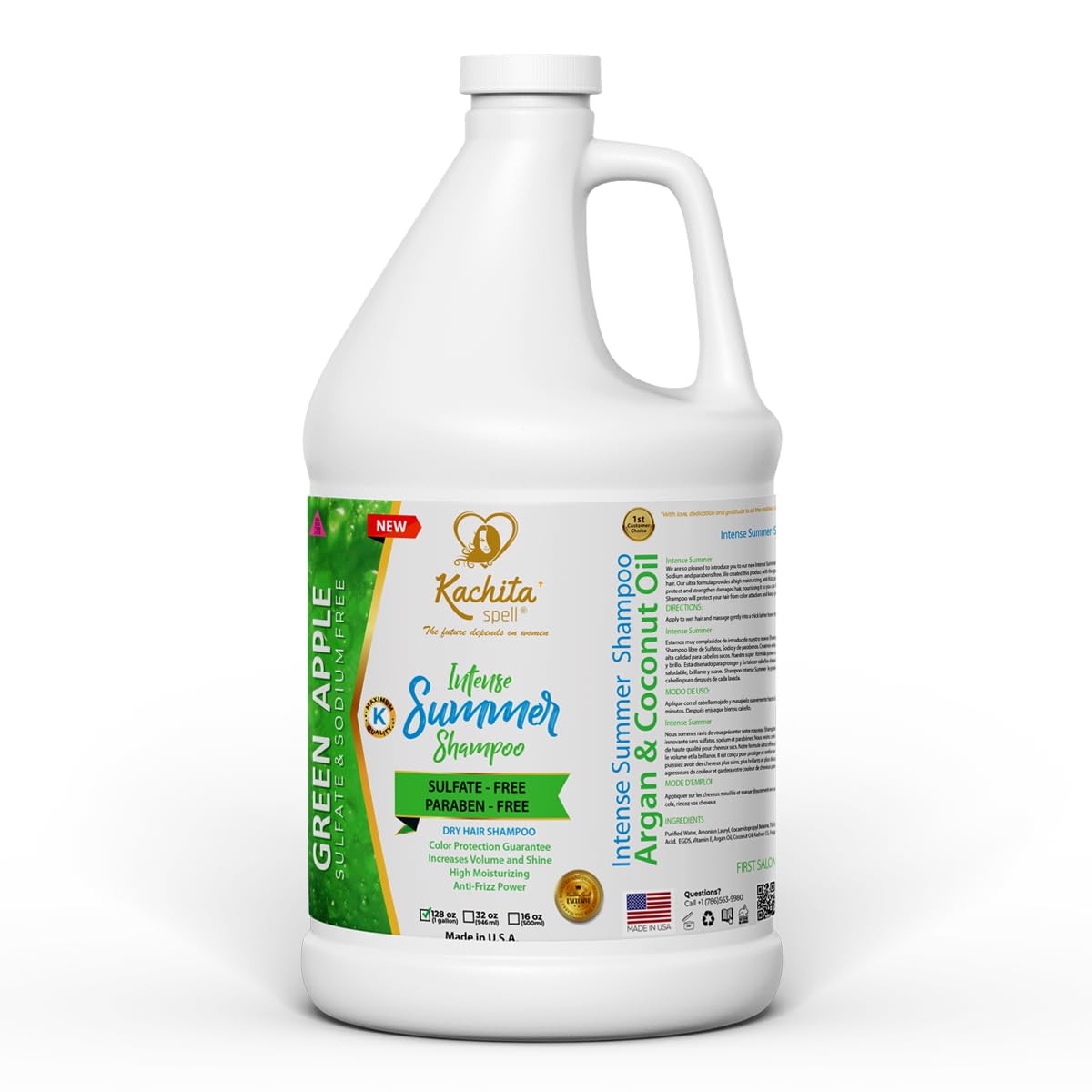 Kachita Spell New Hydrate Moisturizing Shampoo Intense Summer Sulfate and Paraben Free For Medium to Thick Dry, Color Treated Hair 128 floz Made in