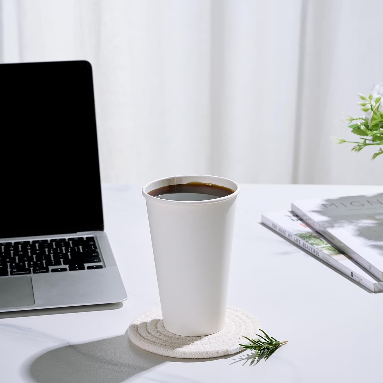 LITOPAK 1000 pack 16 oz Disposable Paper Coffee Cup, Hot Paper Coffee Cups, 16 oz White Paper Cups for Offices, Schools, Shops, Restaurants - Image 5