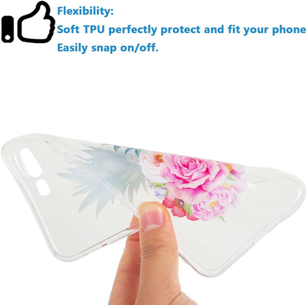 iPhone 8 Plus iPhone 7 Plus Case Floral Pattern Clear Soft TPU Slim Flexible Shockproof Phone Cases for Women Girls-Funny Pineapple Pink Rose[5.5"]