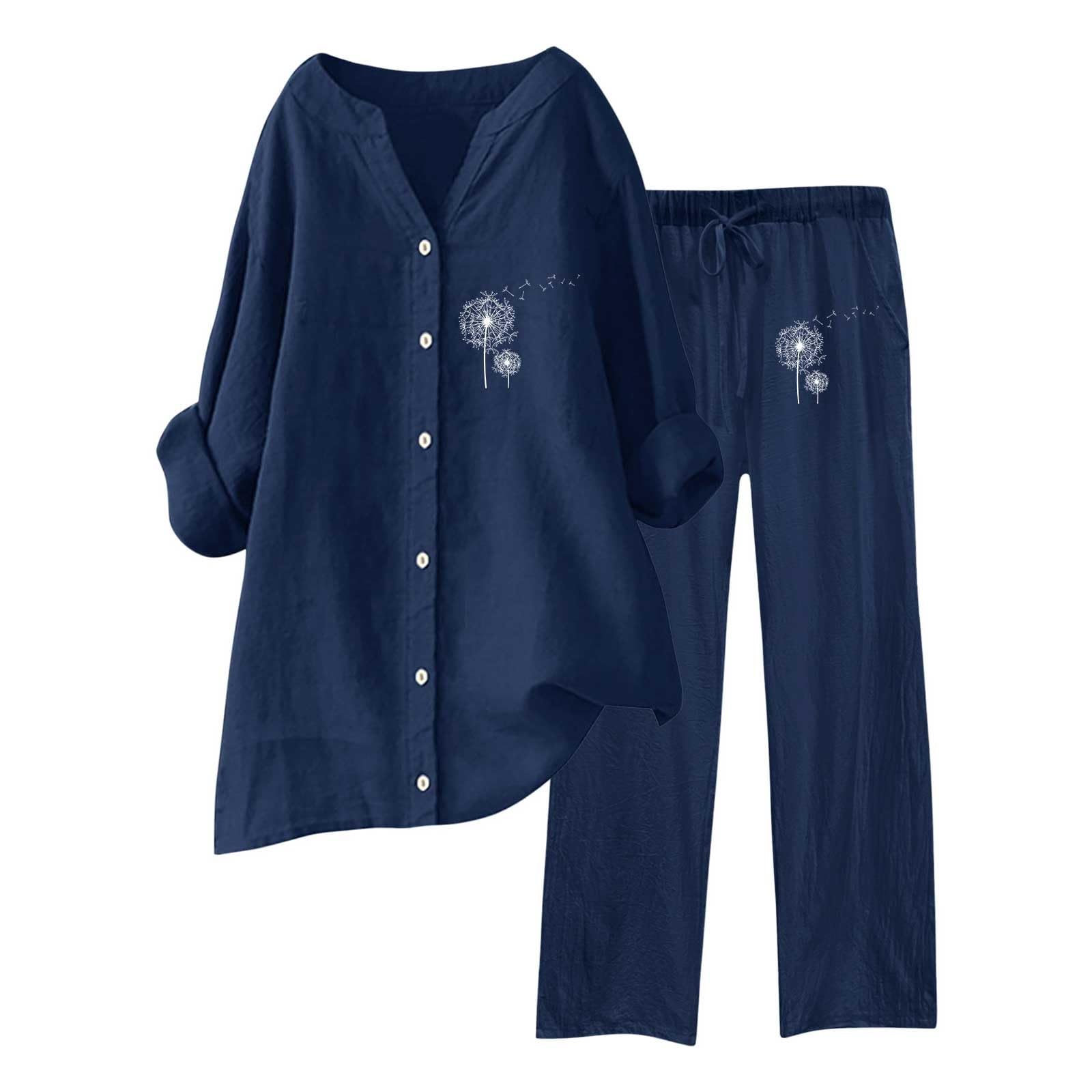 Jogginganzug Damen Jogginghose Nicki weites Bein, Bluse, Taschen, elastische Hose, Lässiges V-Ausschnitt-Hemd, Hose, modische Streetwear Hosenanzug Damen Anthrazit