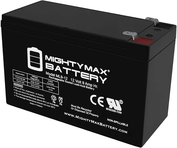 ML9-12 - 12 Volt 9 AH, F2 Terminal, Rechargeable SLA AGM Battery,Pack of 1