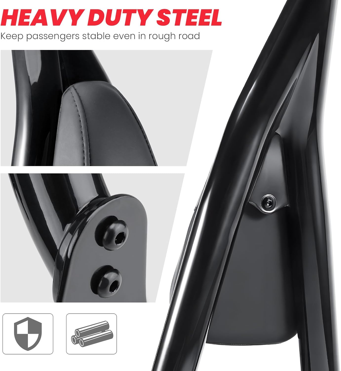 Softail Fat Bob Backrest Sissy Bar compatible with Harley Davidson FXFB FXFBS, 26" Tall Quick Release Detachable Passenger Backrest, 2018-2023, Glossy black (Not fit Fat Boy FLFB/S)