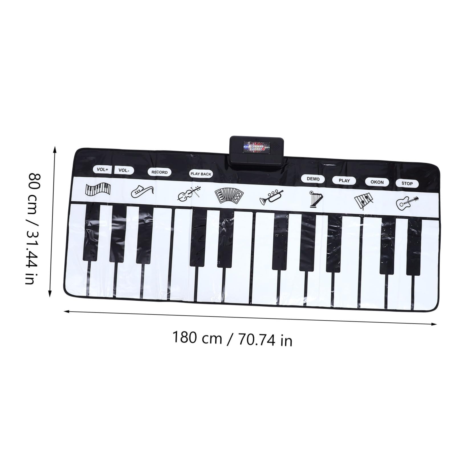 Tappeto Pianoforte Musicale 180x72cm Bianco 1 Pezzo | Tappetino Touch Play Tastiera, Confezione in Scatola Colorata, Resistenza All'usura e Finitura Liscia