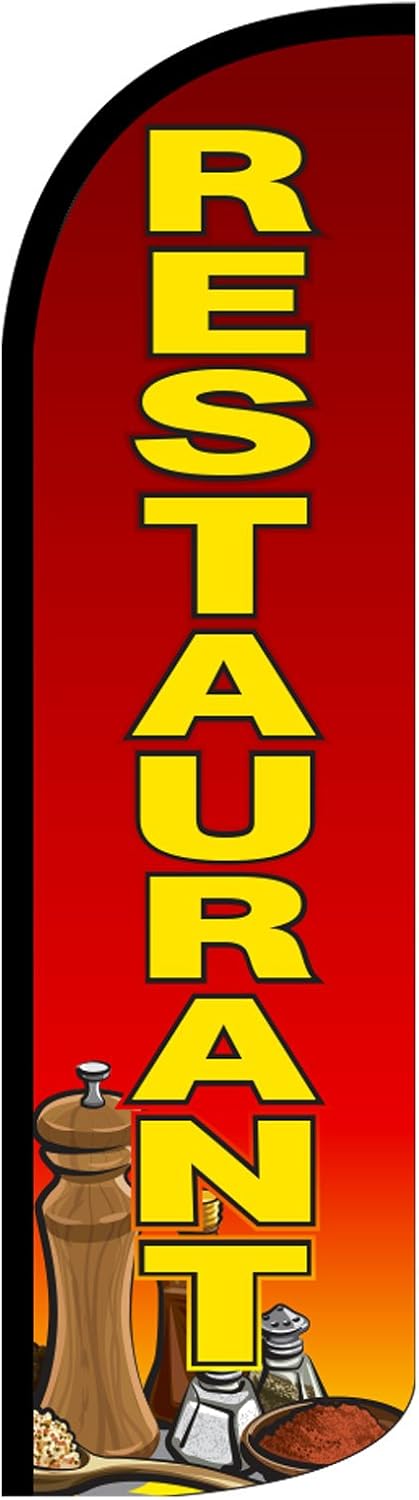 NEOPlex Restaurant 12-Foot WINDLESS Swooper Feather Flag (Flag Only)