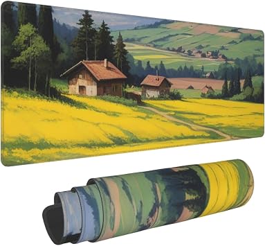 Rape Flower Field Extra Large Non-Slip Rubber Keyboard and Mouse Pad 12 x 31.5 Inch Waterproof Washable Square for Office, Gaming Laptops