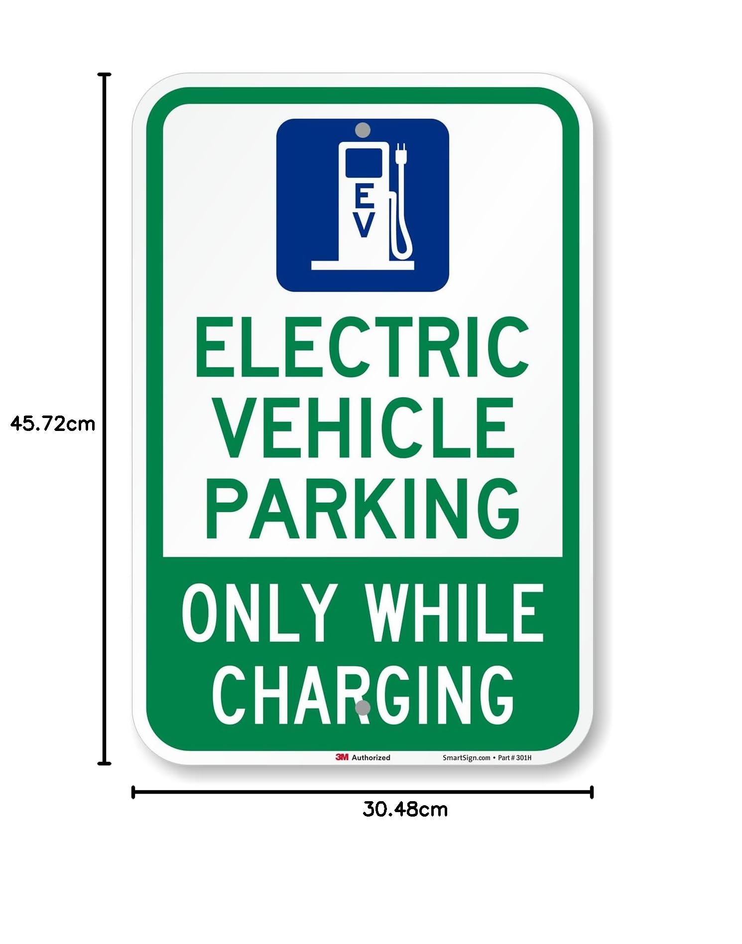 SmartSign Letrero "Electric Vehicle Parking - Only While Charging", aluminio de 63 mil, material reflectante de grado de ingeniería laminado 3M, azul, verde y blanco