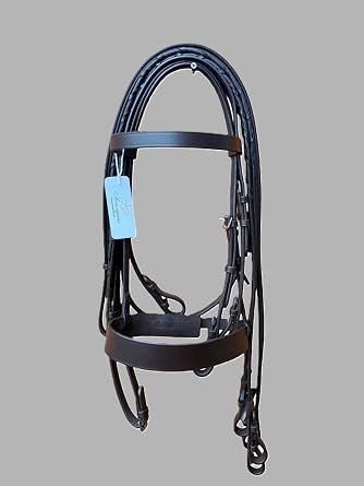 Leather English Working Hunter Bridle 1.5 Inch Wide Noseband With Two Rein Set Brown Cob