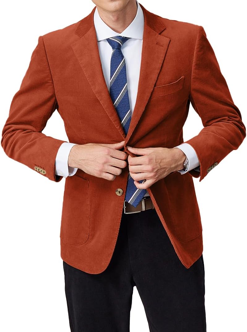Men's Blazer Corduroy Sport Coat Slim Fit Casual Work Wear Work Vintage Winter Suit Jacket Tuxedo for Prom