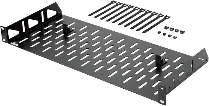 Tecmojo 1U Rack Shelf 19 Rack Shelf 8 Depth Rack Mount Shelf with Anti-Slip Stops Server Rack Shelf and Network Rack for 19 Devices 55lb Capacity of Vented 1U Shelf