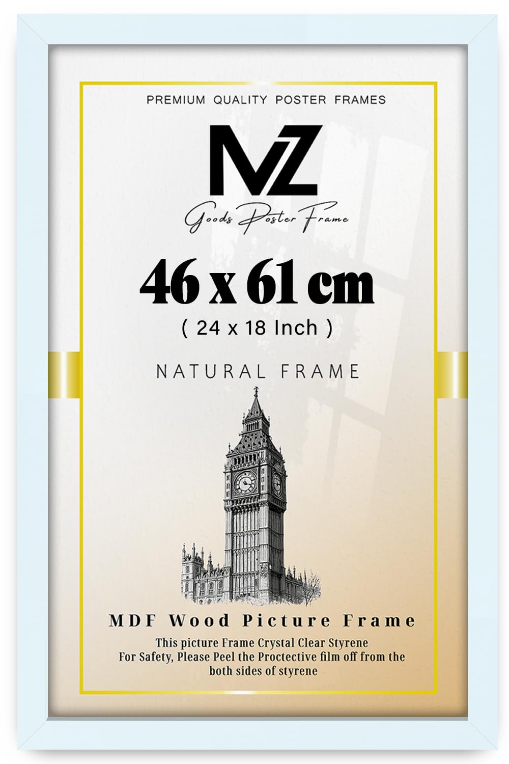 Mz Goods White | Mdf Poster Frame (46 X 61 Cm) 46 X 61 Cm Ideal For Art, Home & Office Décor, Sturdy Mdf Finish, Secure Hooks For Easy Wall Mounting [ ]