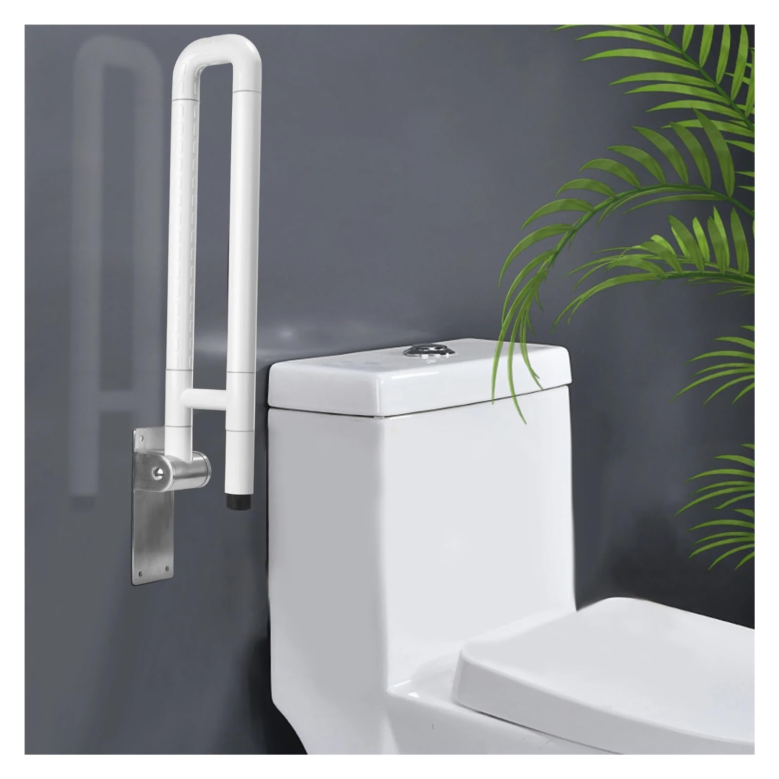 Barra abatible baño Barras de Seguridad for baño 60cm, Marco for Inodoro Acero Inoxidable, Barra Agarre for discapacitados, empuñaduras Mano for