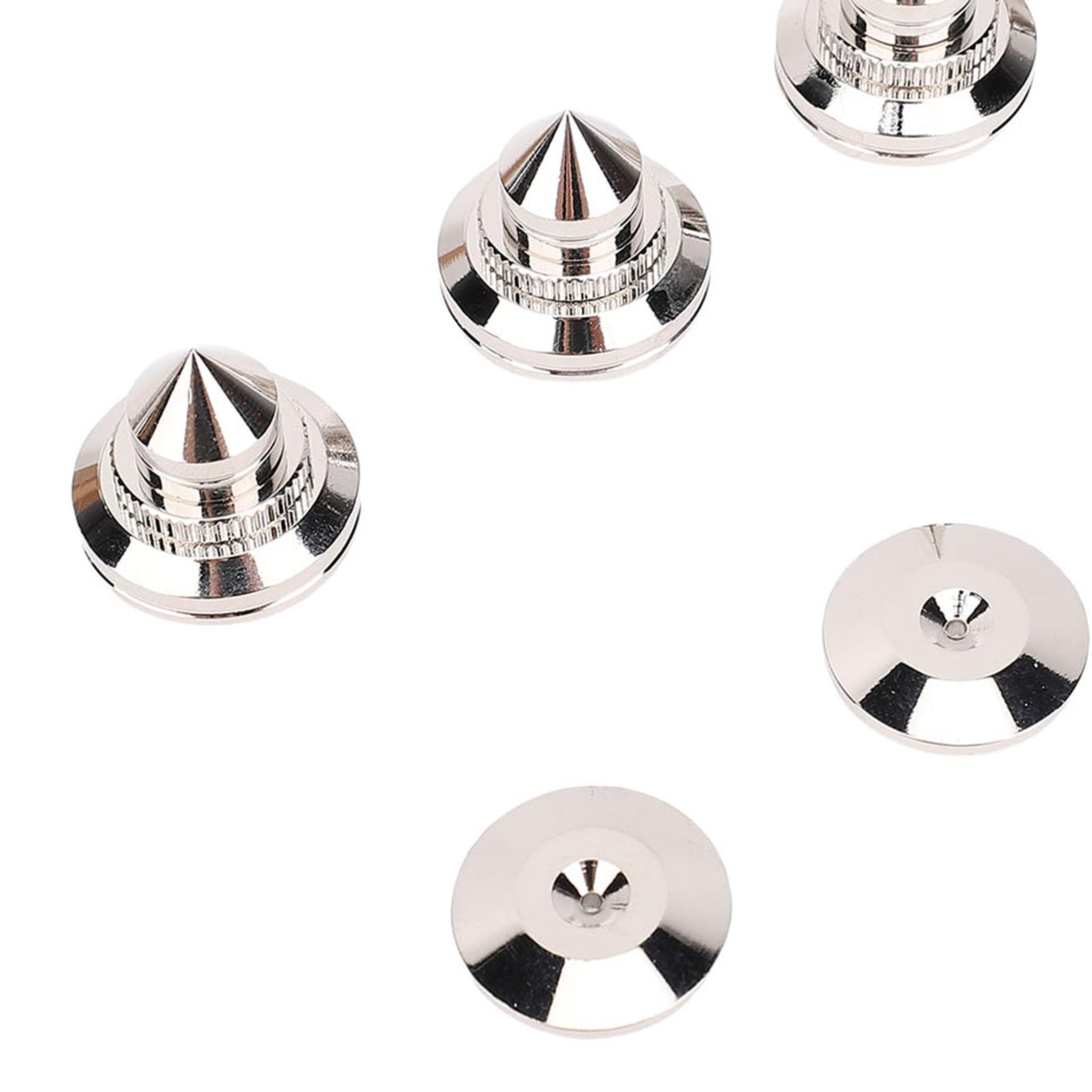 Fockety Punte Isolanti per Altoparlanti, Piedini Isolanti per Giradischi in Rame per Assorbimento delle Vibrazioni, Punte per Subwoofer con Dadi di Livellamento Regolabili in Altezza per