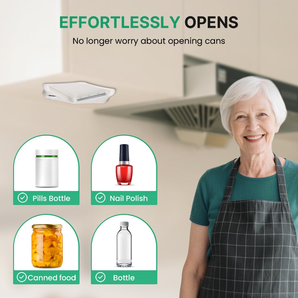 Under Cabinet Lid Jar Opener - for Weak Hands and Seniors with Arthritis - Heavy Duty, Allows to Easily Unscrew Any-Size Lid - Effortless Bottle & Can Opener for your Kitchen