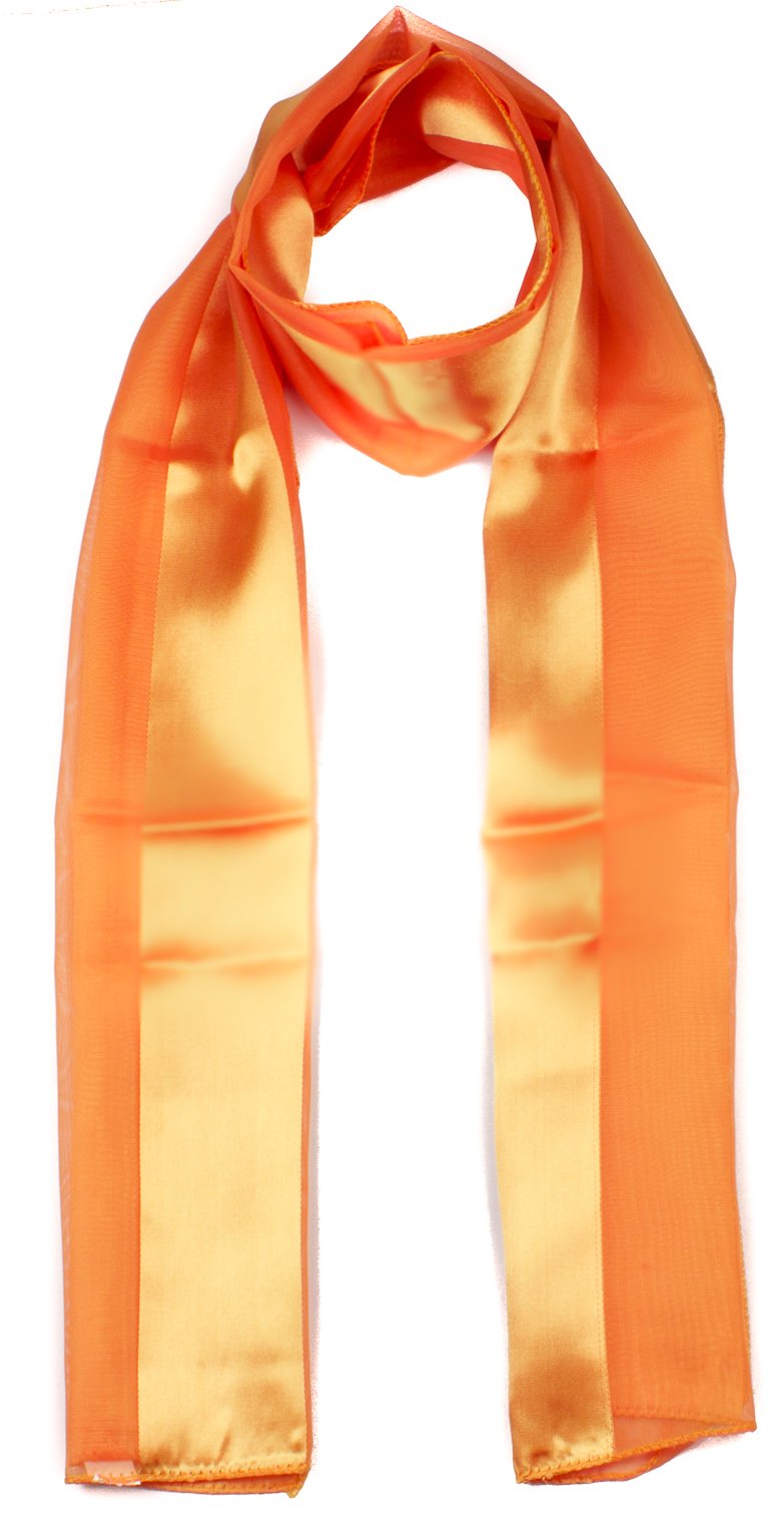 Mytoptrendz Women's Orange Mytoptrendz® Chiffon Scarves Plain Shiny Satin Strip Scarf Soft Headwrap Girls Headscarf Neck Wrap(Oange) Fashion Accssories