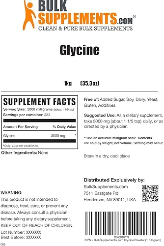 Miniatura 2 de BulkSupplementscom Polvo de glicina - Suplementos nutricionales de aminoácidos - Suplementos ATP - Suplemento de aminoácidos - Suplementos de