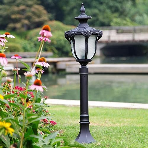 Miniatura 2 de Luz de pilar impermeable para exteriores, lámpara de columna exterior, impermeable, impermeable, de una sola cabeza, farol de vidrio antiguo, para