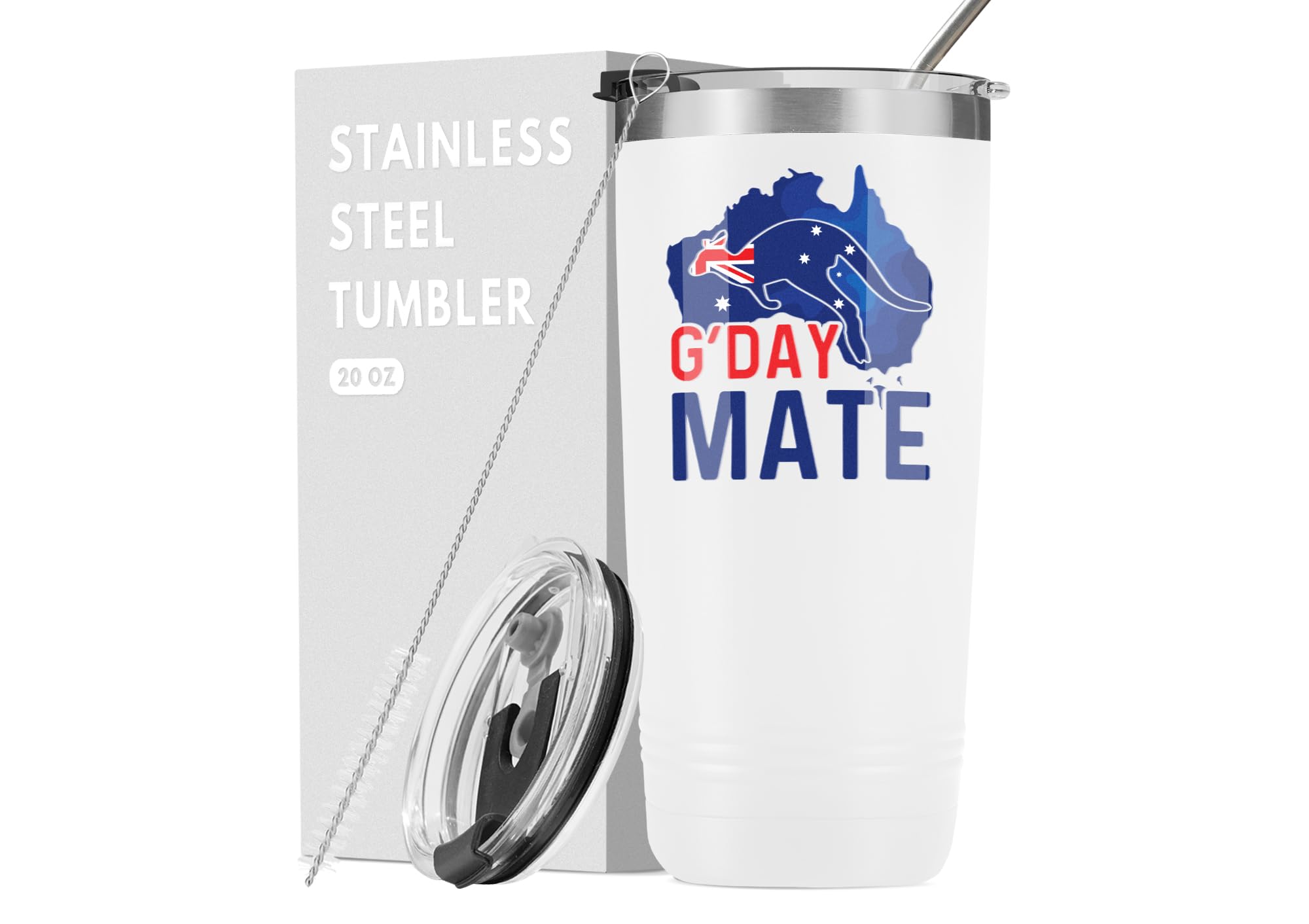 Onebttl Australian Gfits for Women Men, Australia Theme 20oz Stainless Steel Tumbler Coffee Mug, G'Day Mate