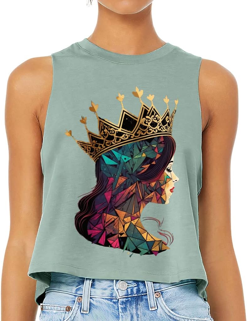 Cute Princess Racerback Cropped Tank - Crown Women's Tank - Printed Tank Top