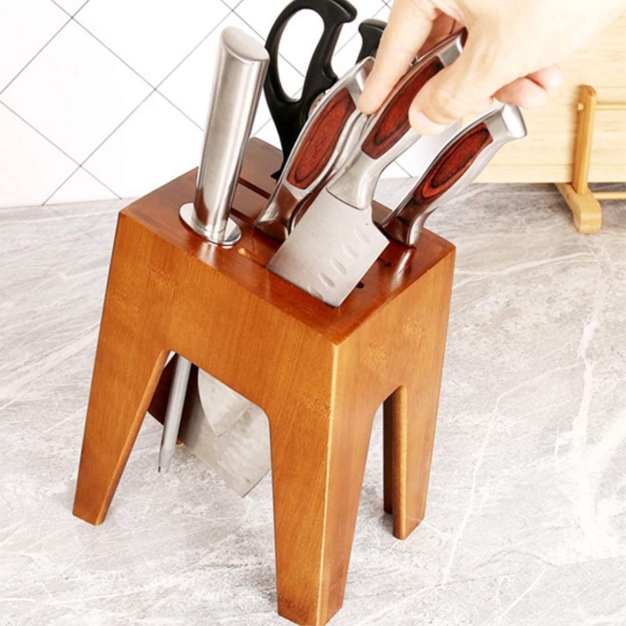 Messerblock Messerhalter Messerhalter Aus Holz Messerhalter Küchenbedarf Regal Lagerregal Massivholz Messerhalter Haushalt Messerblock Ohne Messer (Color : Brown, Size : 13 * 19.8 * 21cm)
