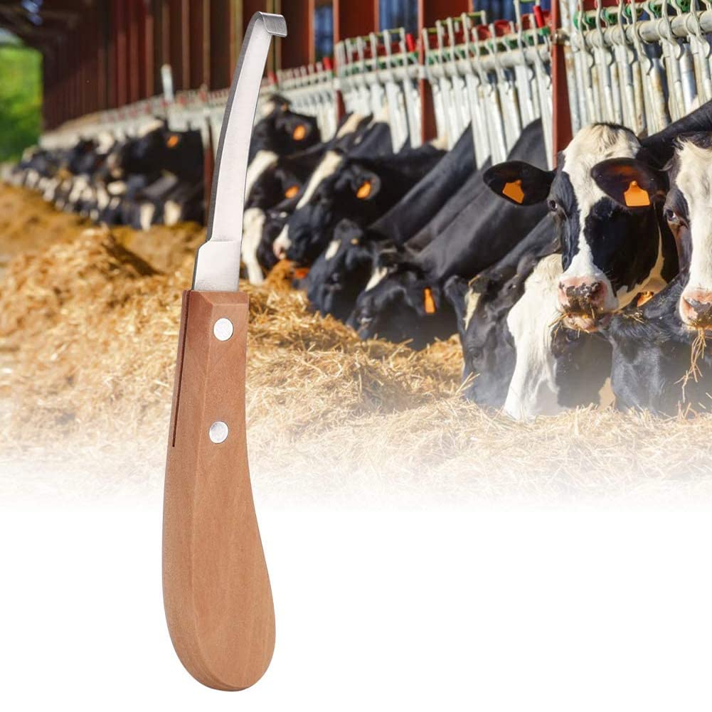 Hufmesser für Ziegen, Hufmesser-Set, Hufschneider-Crimp-Hufschmied-Werkzeug mit ergonomischem Holzgriff, gerade Klingenform aus Kohlenstoffstahl, Hufschneide-Werkzeug für den Einsatz bei Rindern und