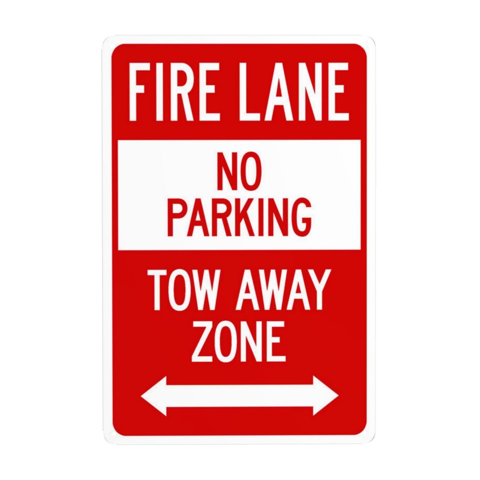 SMAZDFXX Fire Lane Towaway Zone With Bidirectional Arrow Metal Warning Signs, Cautions Security Tin Sign, Safety Posted Signs for Street Business Wall Decor 12"x16"