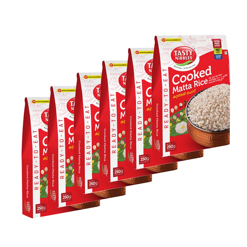Tasty Nibbles Ready to Eat Cooked Matta Rice 250g [Pack of 6]|Open Heat & Eat | No Food Additives Added | Japanese Retort Technology