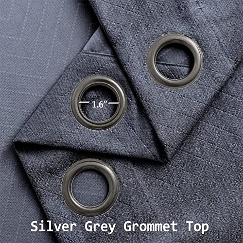 Image of Treatmentex Grey Linen Blackout Curtains for Bedroom 63 inch Geometric Chevron Window Drapes Grommet Top Charcoal 2 Panels