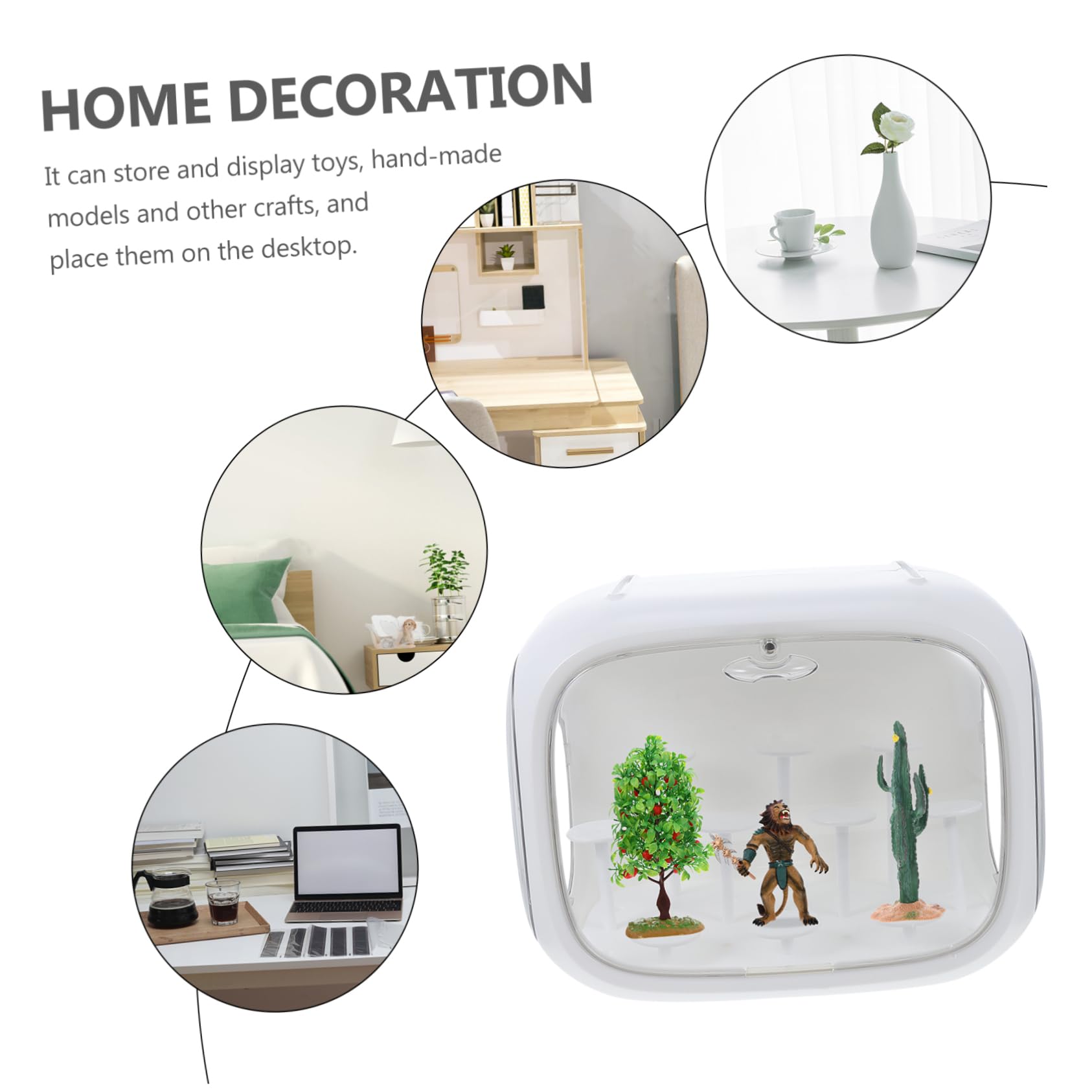 Vitrina de Figuras de Gran Capacidad en Color Blanco para Escritorio