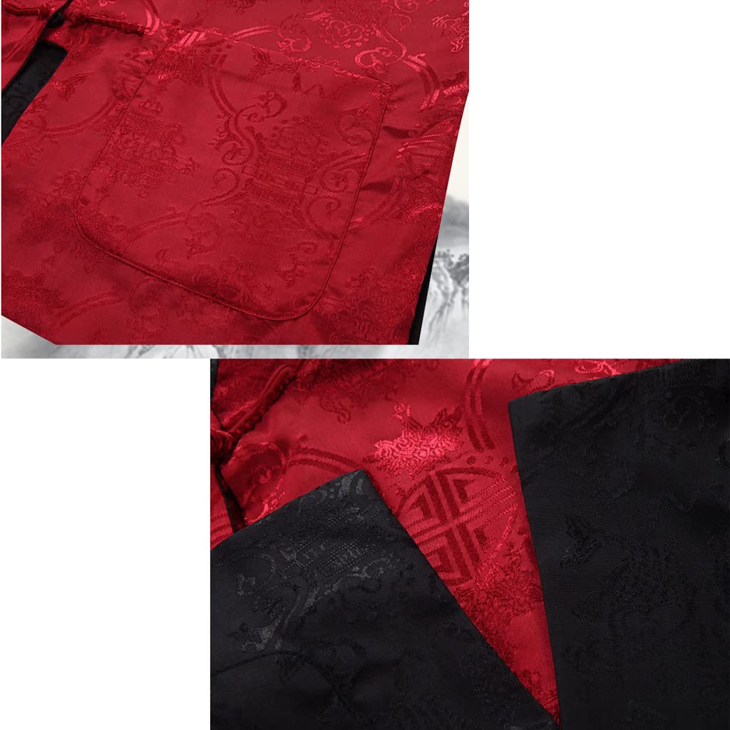 Costume Tang pour Hommes, Veste réversible, vêtements Traditionnels Chinois, Chemise de Kung Fu, Uniforme à Manches Longues(Jaune-Large-X-Large