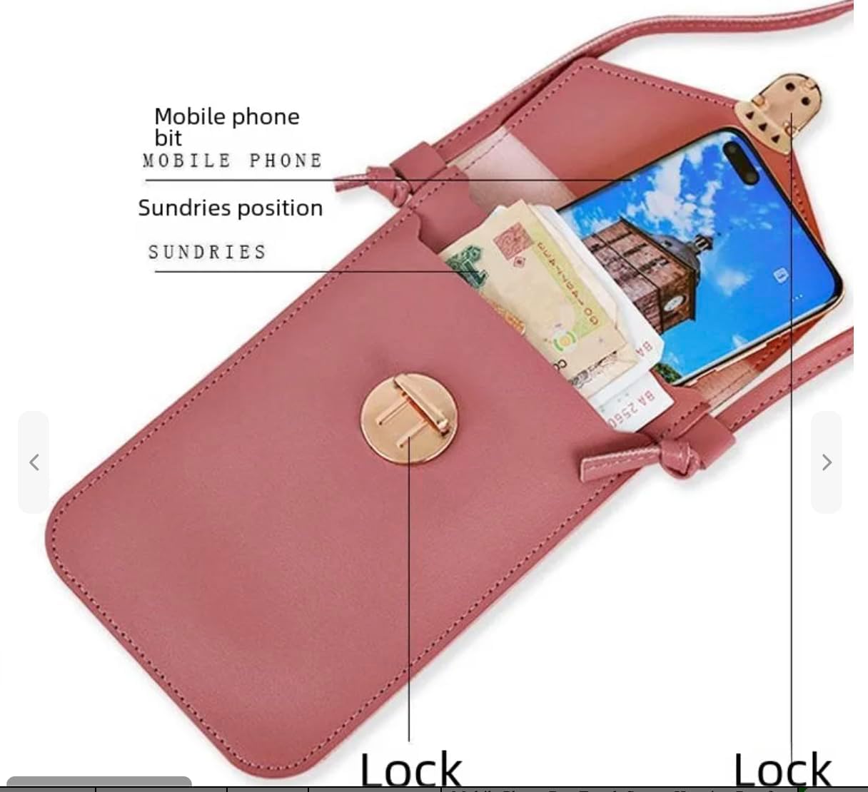 Touchscreen Mobile Phone 7-Inch with Clear Window, Adjustable Strap Lightweight for Travel, Shopping, Walking(Gray) - Image 2