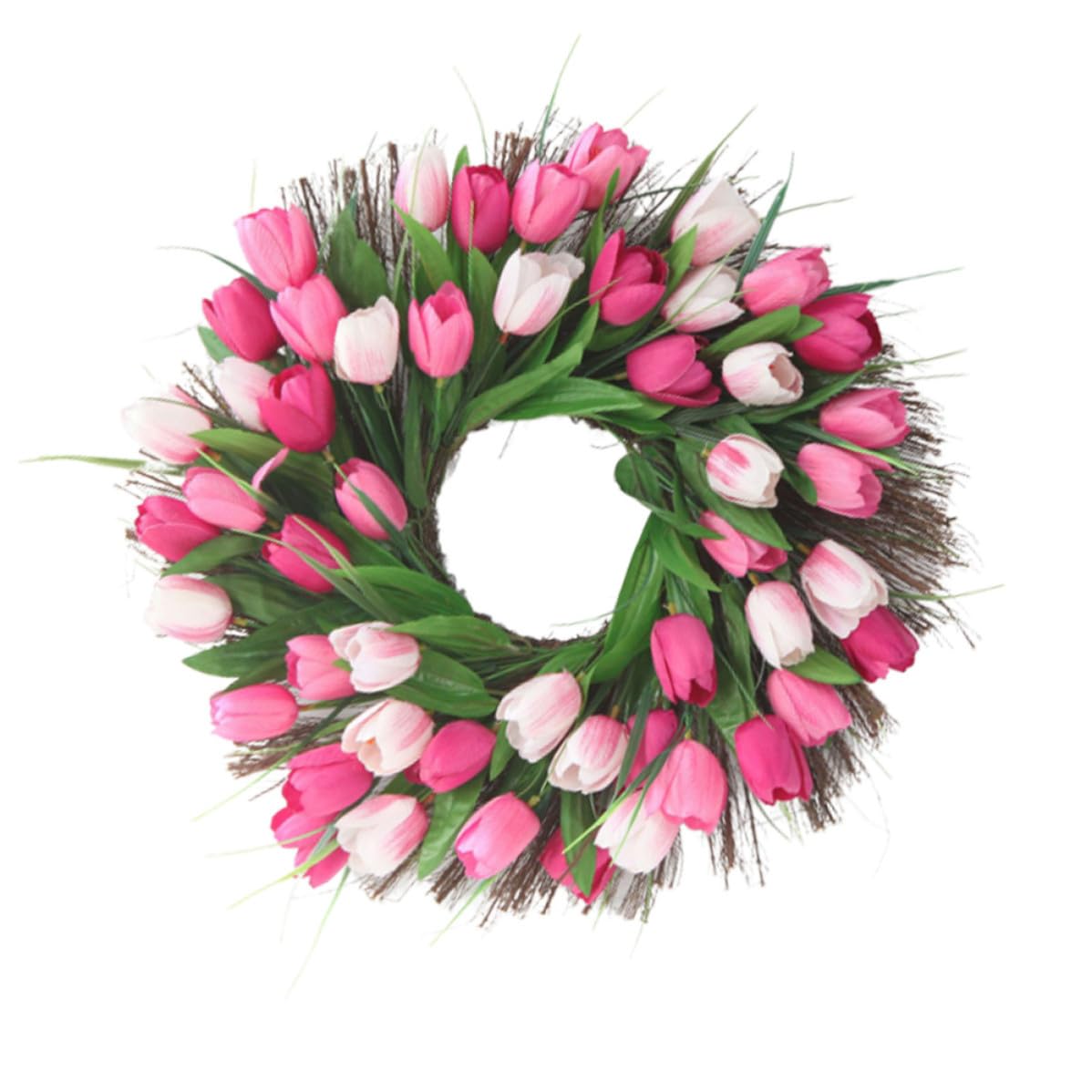 NUOBESTY Künstliche Blumengirlande aus Tulpengirlande Rattan Rosa Stoff Leicht ohne Gießen Hochzeit Fest und Party in Tulpenform für Tür