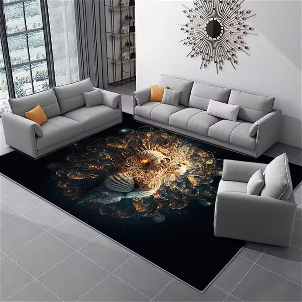 Tapis chambre 90x120cm noir grand tapis de salon animaux 3D
