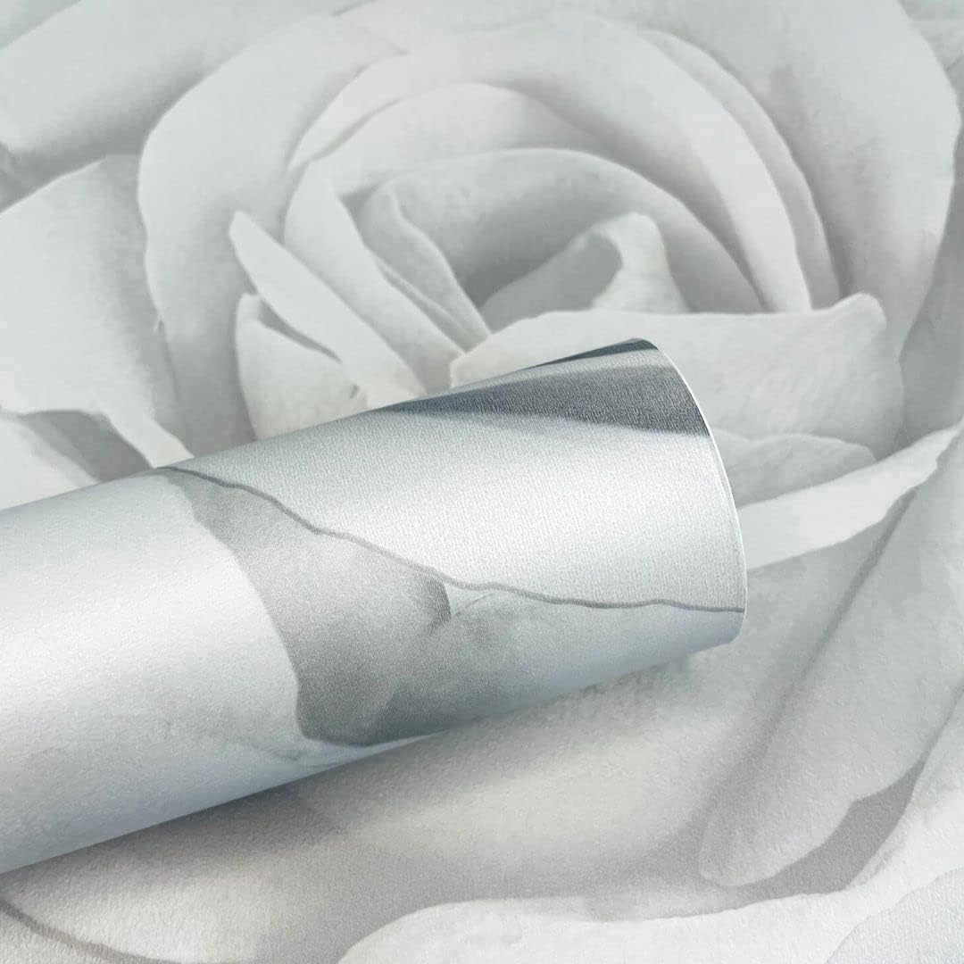 Melany Rose Floral Themed Wallpaper Mica Metallic Grey Perfect for Lounges Bedrooms Feature Walls World of Wallpaper AF0014