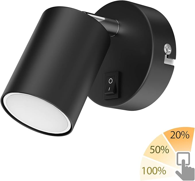 ledscom.de ledscom.de Wandspot WAIKA met schakelaar zwart mat + GU10 LED-lamp warmwit 3-traps dimmen: max. 500lm per stuk photo 2