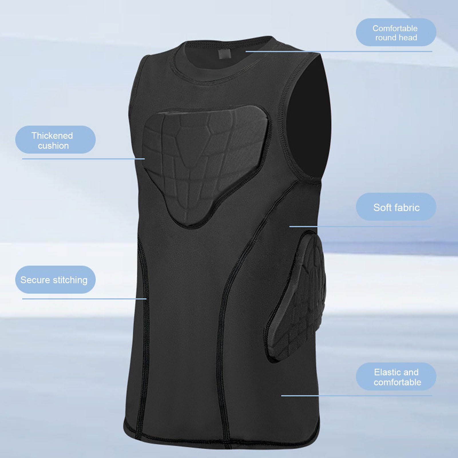 Jugend Gepolstertes Schutz Hemd, Verdickte Brust Rib Protector für Fußball Paintball Baseball