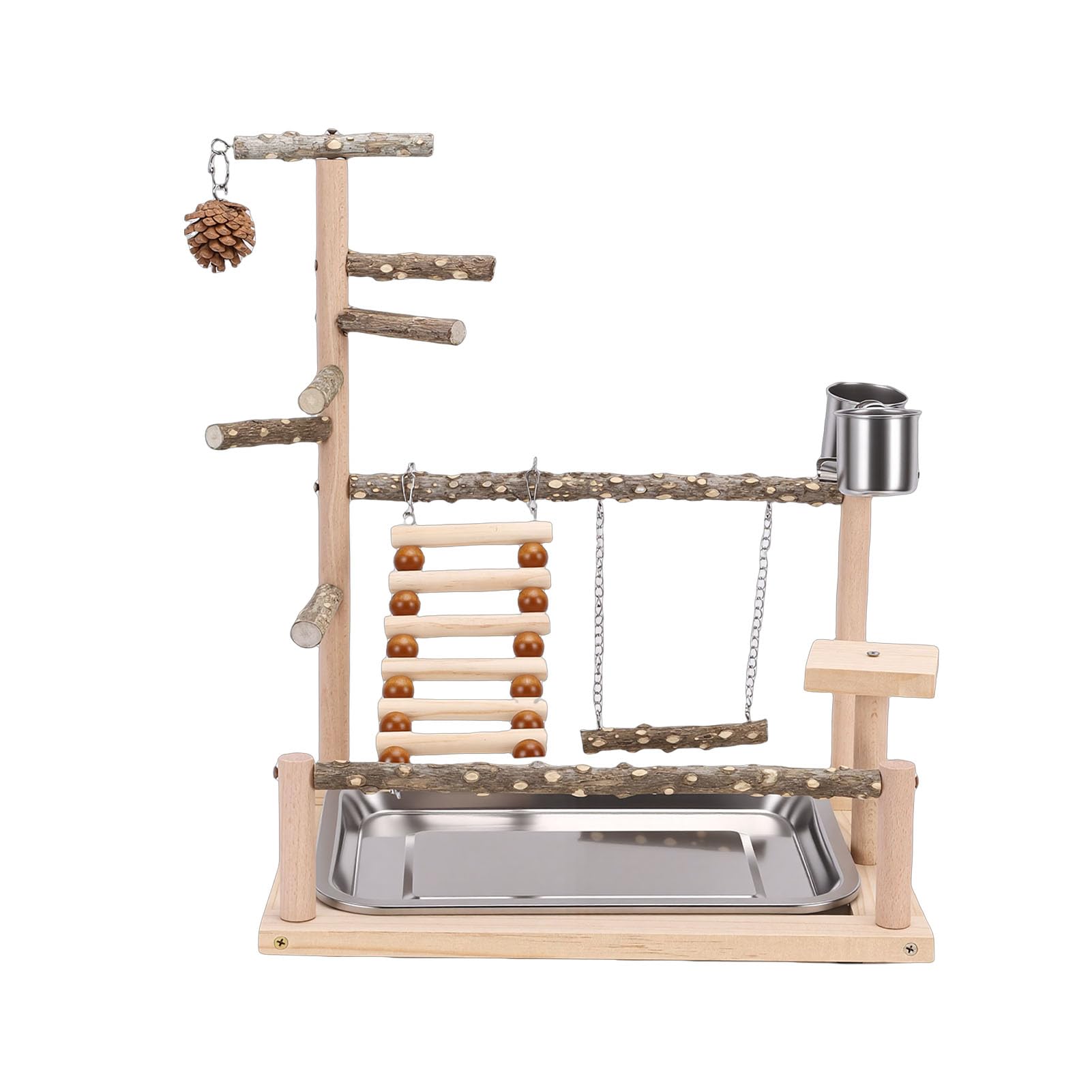 Parrot Playstand Parco giochi per uccelli stabile in legno con altalena per posatoi per accessori per gabbie per uccelli
