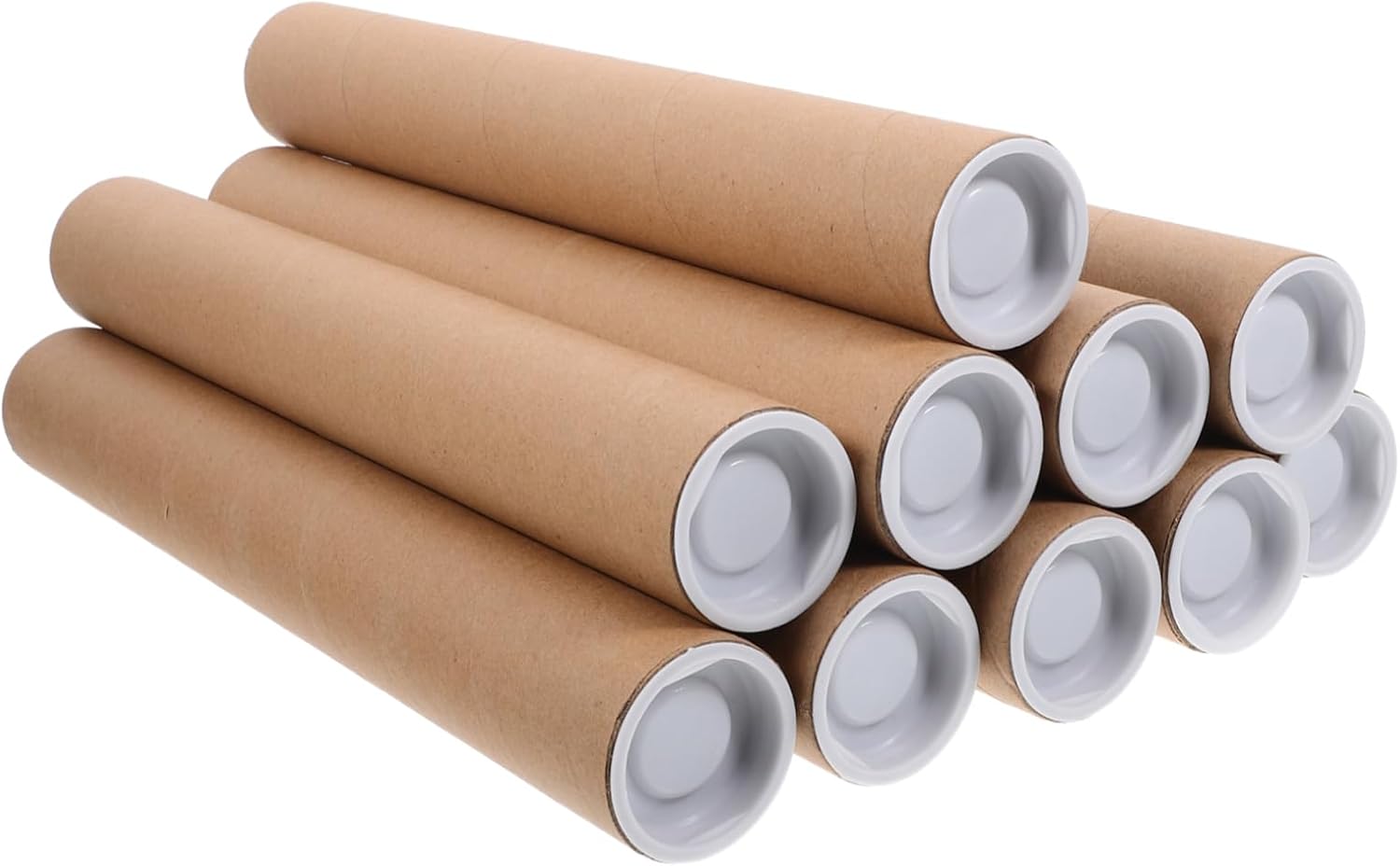 KALLORY 10pcs Reusable Paper Mailing Tubes Kraft Poster Holder Secure End Caps for Safe Transport of Art Posters and Documents for Diy Projects