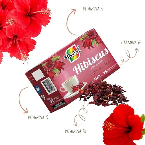 Miniatura 5 de Té Jamaica (té de hibisco) - 25 bolsas de té - Vegano, 100% natural - Marca Therbal Premium
