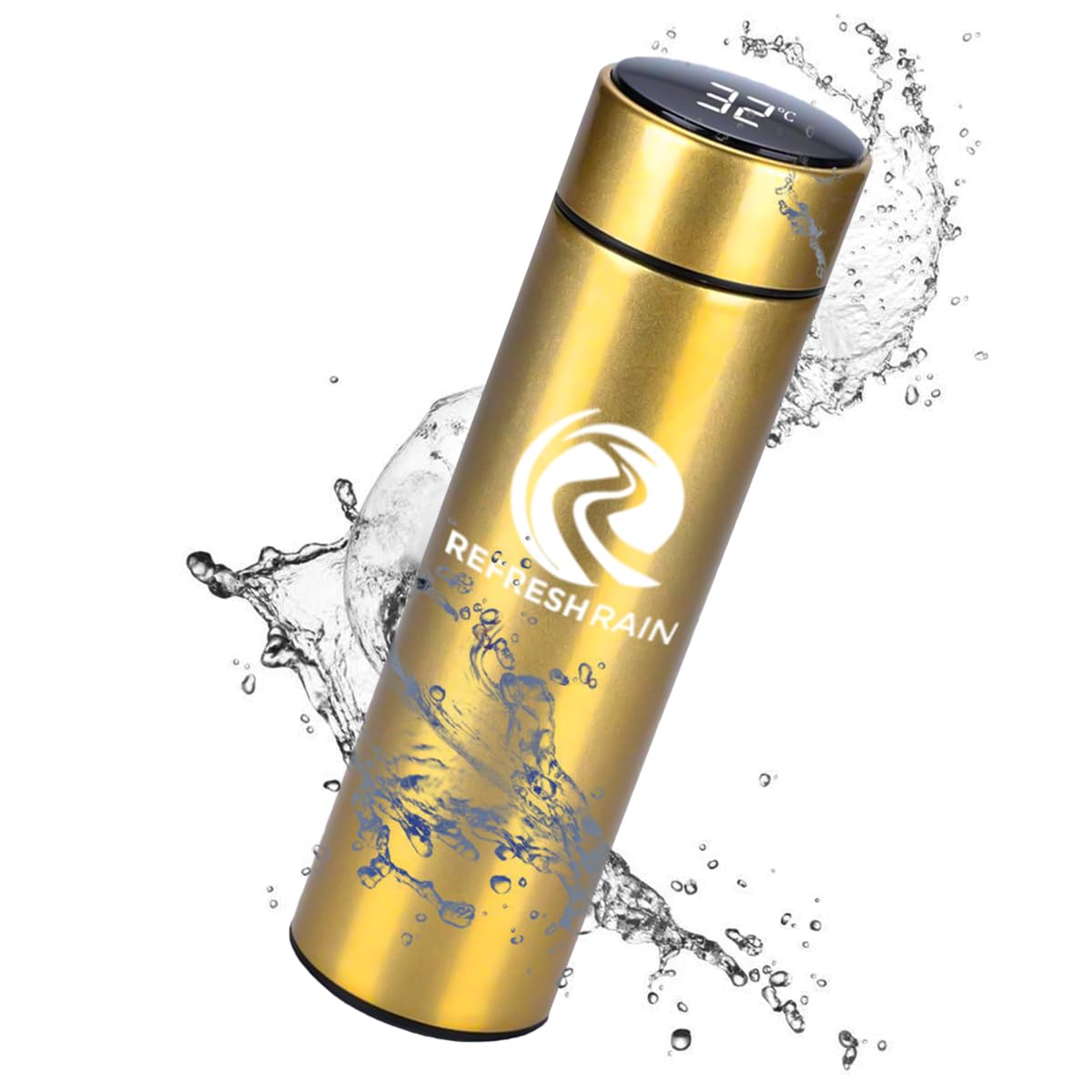 Smart Thermal Flask Digital Temperature Display Ideal for Hot Drinks & Boiled Water 500ml Stainless Steel Baby Bottle Perfect for Cold Coffee Tea Milk on the Go (Gold)