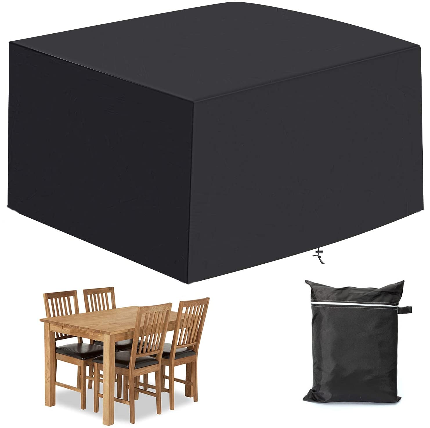 MayhourOutdoor Patio Table Chair Cover Black Square Rectangle 210D Oxford Cloth 66in Furniture Covers, UV Resistant ,Durable Waterproof Dust-Proof Outdoor Cover for Garden (66×37×27inch)