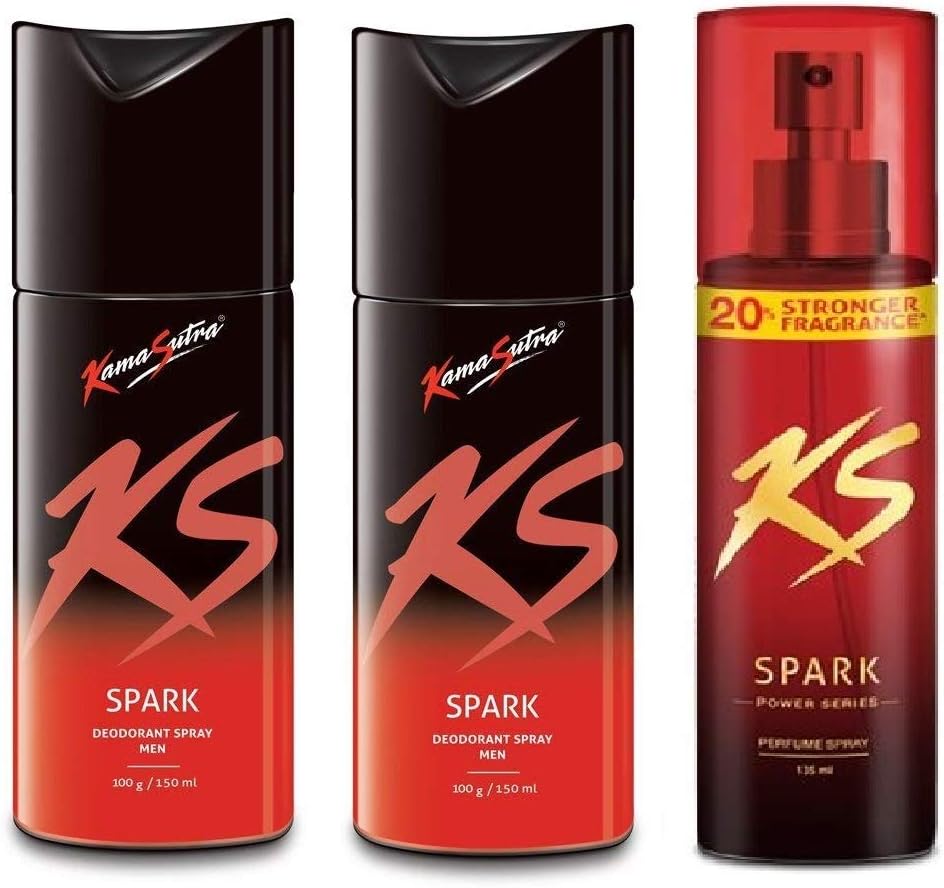 Kama Sutra 2 Big Spark (150ml Each) and 1 Power Series, 135ml Deodorant for Men - Pack of 3