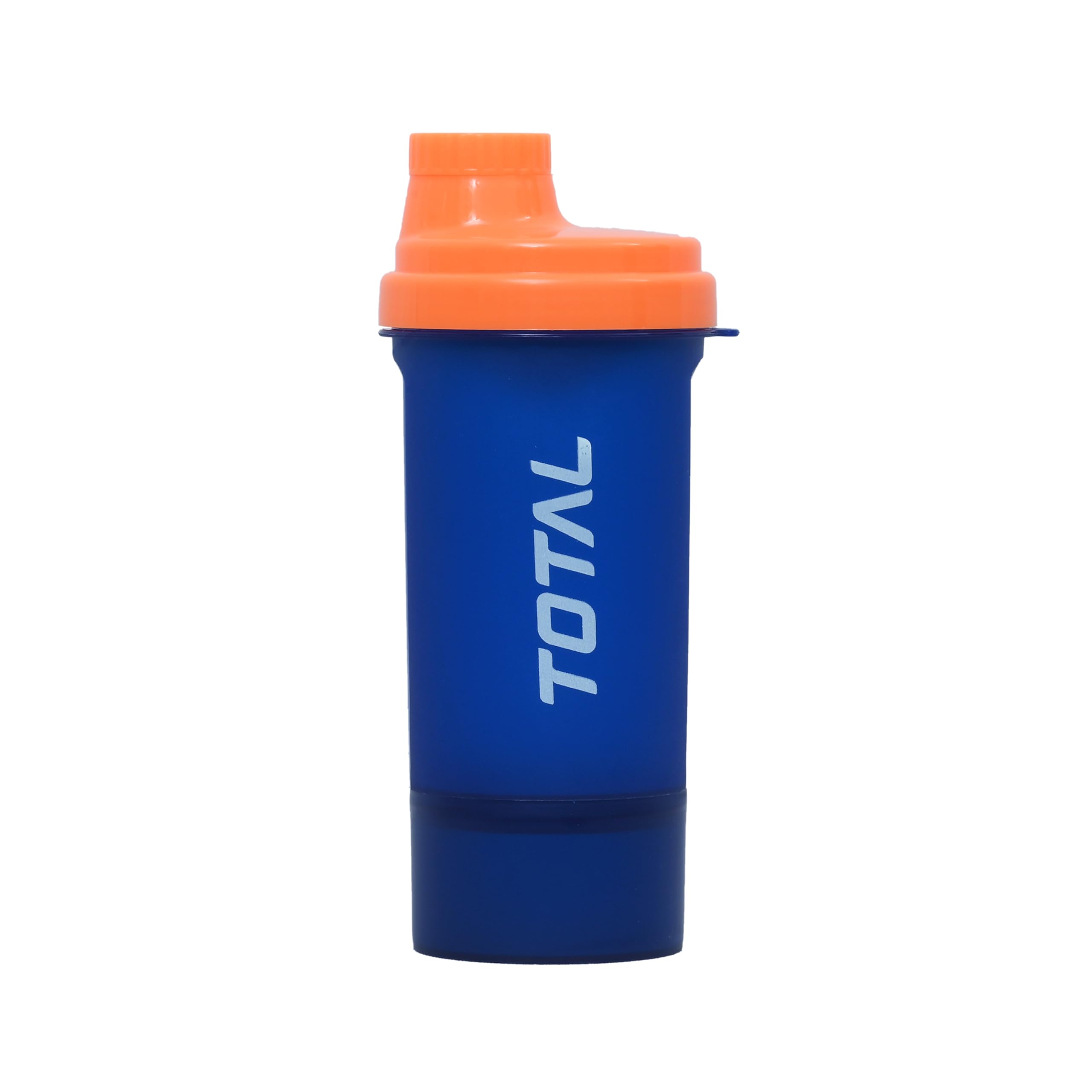 TOTAL Shaker Bottle 600ml for Protein Supplements Gym Sipper with Supplement Storage Container BPA-Free PP Material Leakproof for Workout, Fitness & Sports-NAVY BLUE/Orange-600 ML-image-10