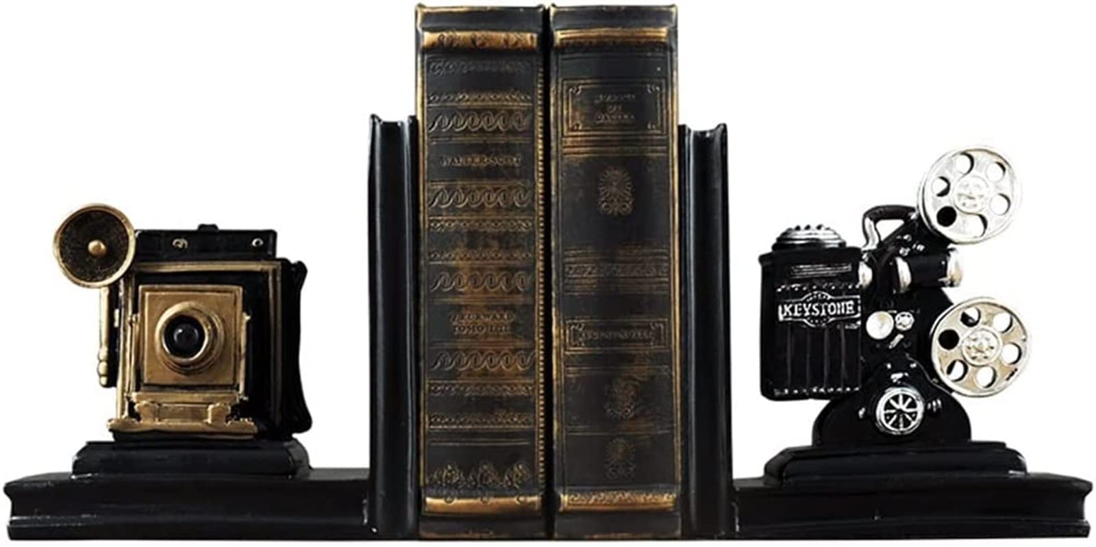 Sujetalibros decorativos de cámara retro y tapones de libros de resina para escritorio