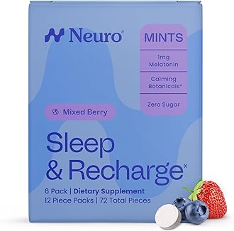 Neuro Sleep & Recharge Meltaway Mints - Contains Melatonin 1 mg, Chamomile & Elderberry - Travel Aid for Nighttime Relaxation & Healthy Sleep Cycle - Mixed Berry, 72 ct