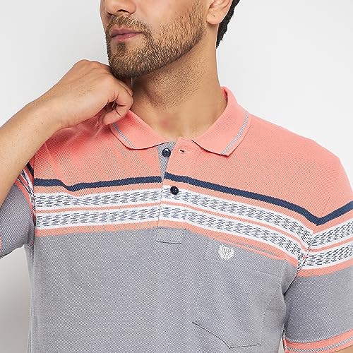 Image of Duke Stardust Men Polo Neck Half Sleeve Cotton T-Shirt (LF7074 Coral XL)