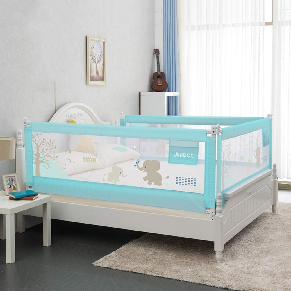 Bettgitter Bettumrandungen mit belüftetem Netz Sicherheitsstabil 8-Gang-Einstellung Komfort schnell, 5 Längen (Color : Blue, Size : 180cm)