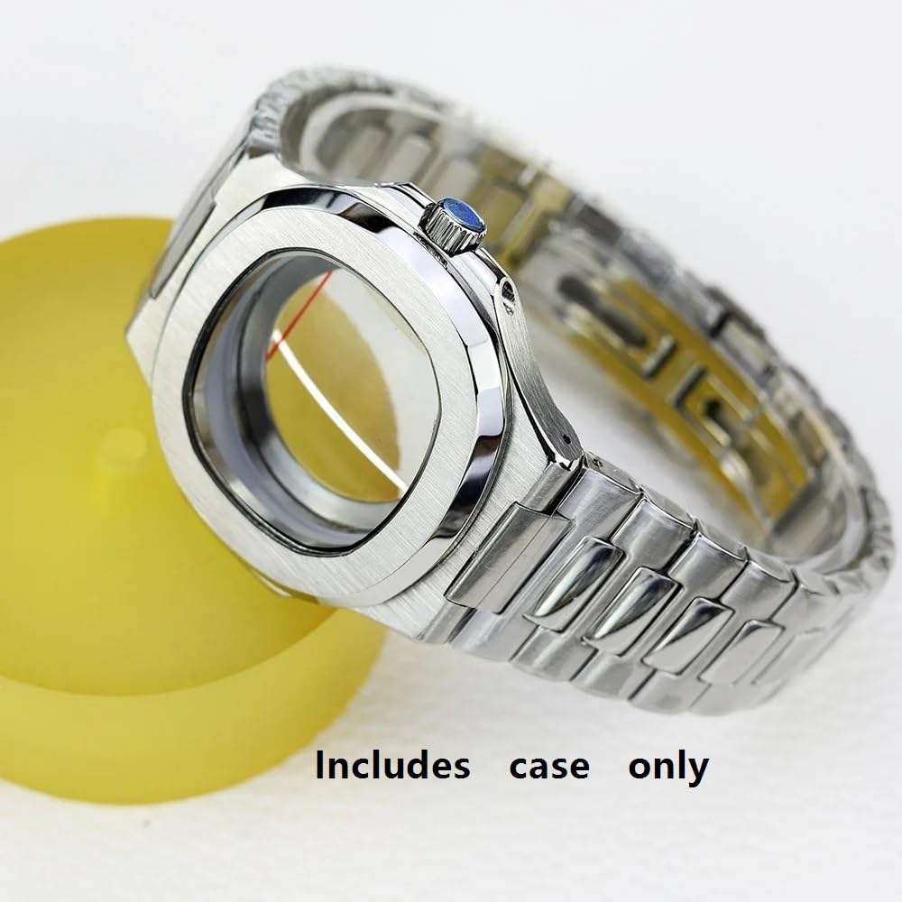 1 Stück Uhrengehäuse, Edelstahlarmband, 30,5 mm Zifferblatt, Saphirglas, durchsichtige Rückseite