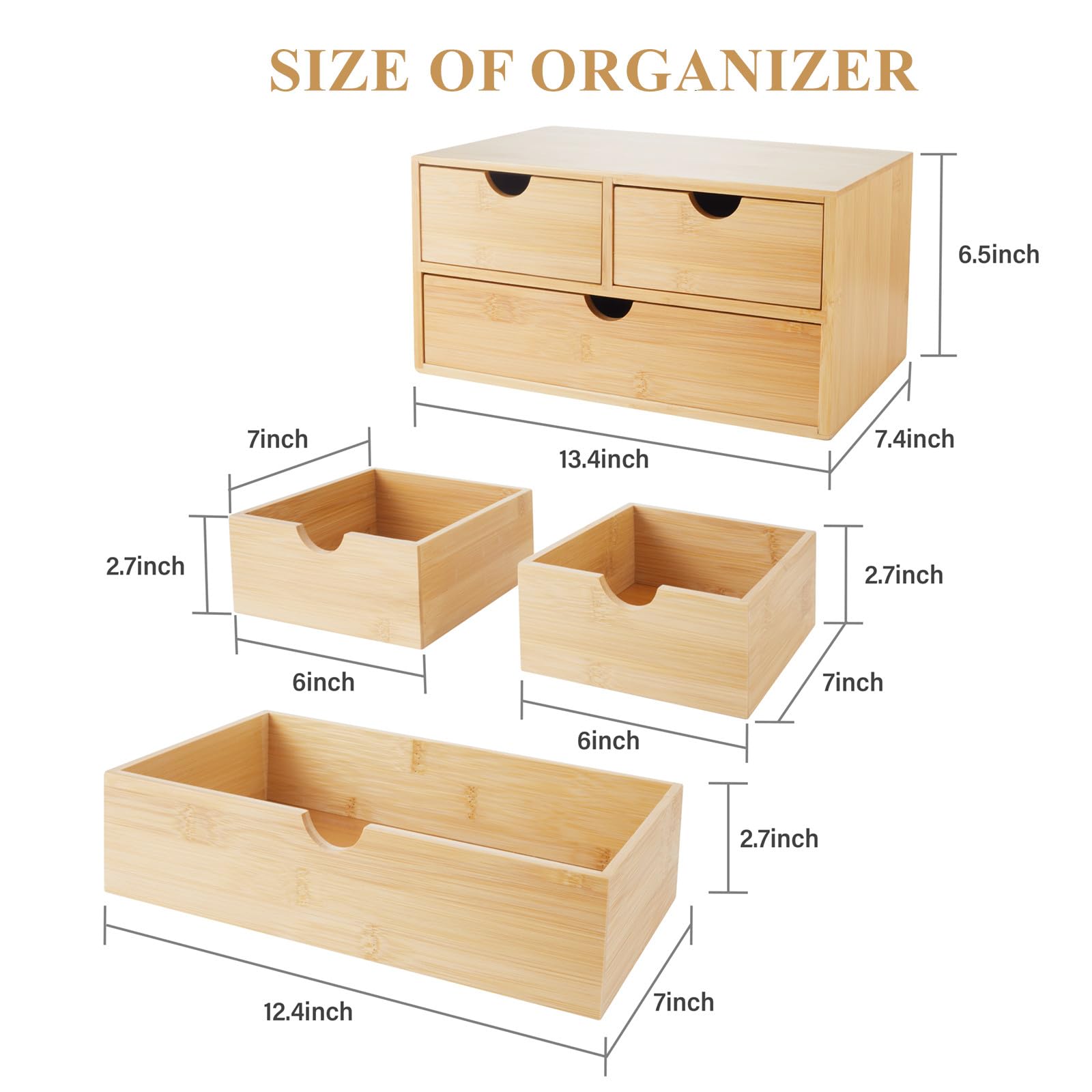 Charmewooden 3-Drawer Bamboo Organizer Gallery Image